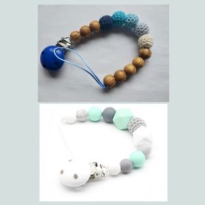 TWO baby toddler boy unisex pacifier clips